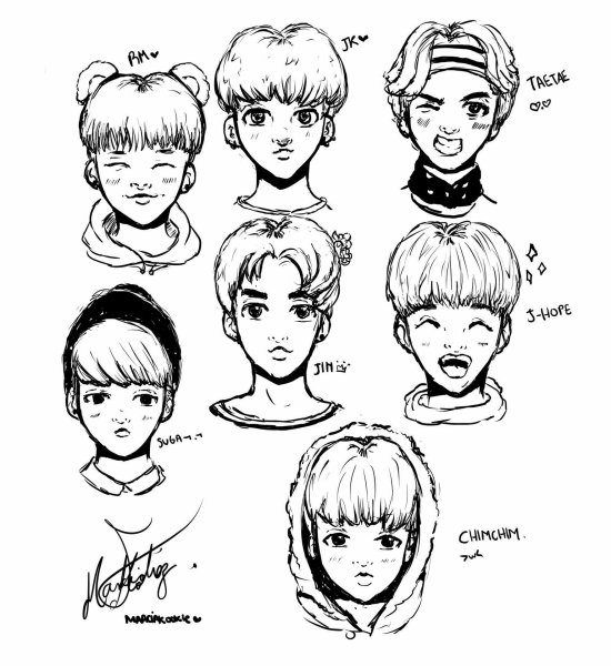 Раскраска БТС маленькие