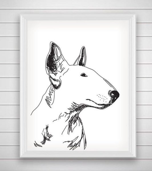 Контурный эскиз бультерьер