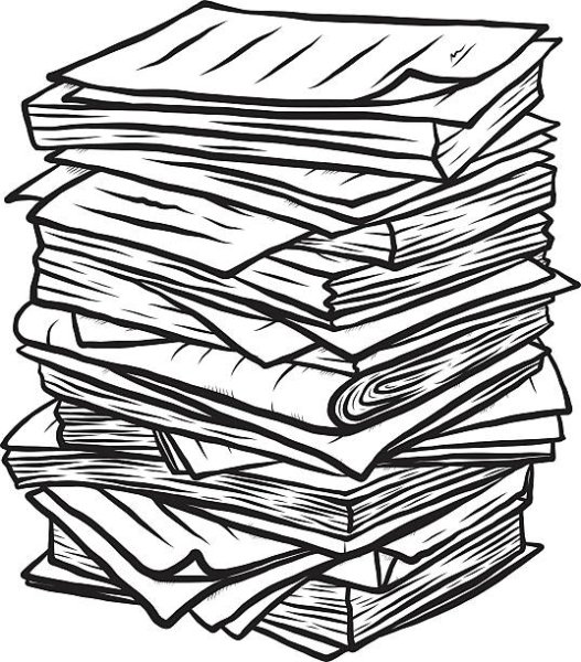 Стопка бумаг на прозрачном фоне