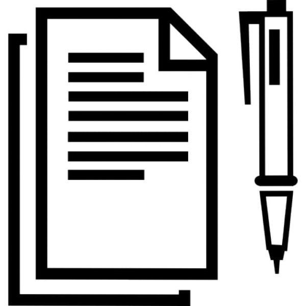 Пиктограмма документ с ручкой