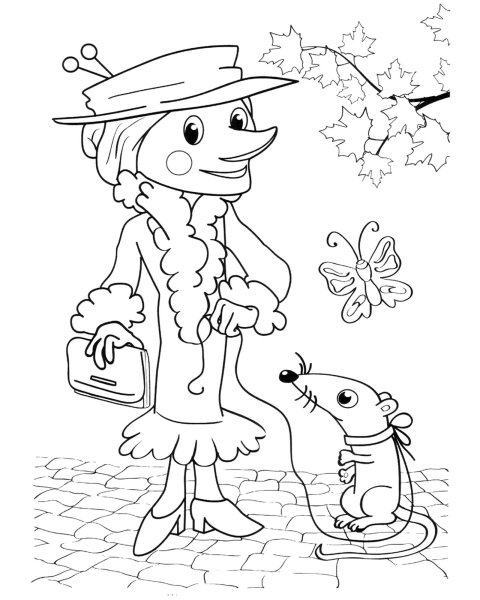 Раскраска Чебурашка Гена и Шапокляк