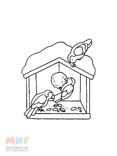 Кормушка и скворечник раскраска