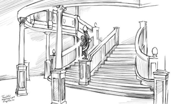 Лестница рисунок карандашом