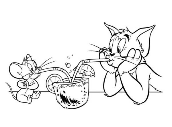 Разукрашки для детей том и Джерри
