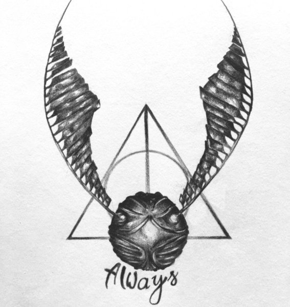 Тату Гарри Поттер золотой снитч