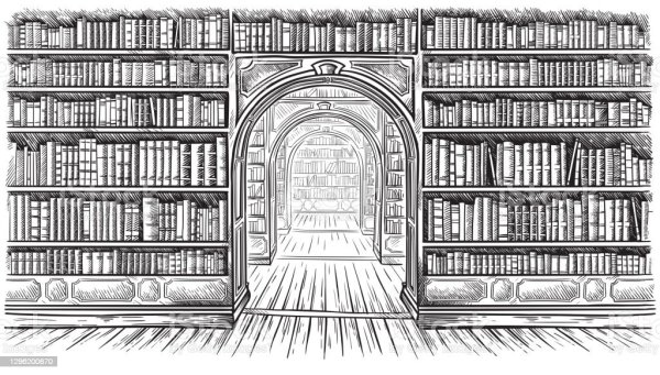 Книжная полка черно белая