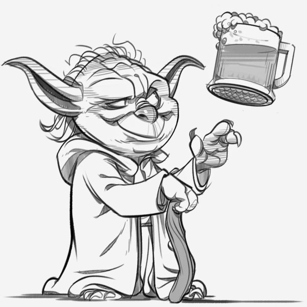 Мастер йода черно белый