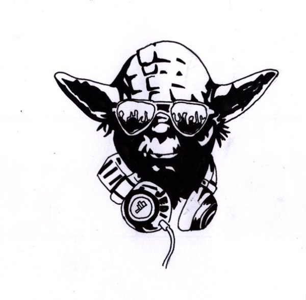 Магистр йода черно белый