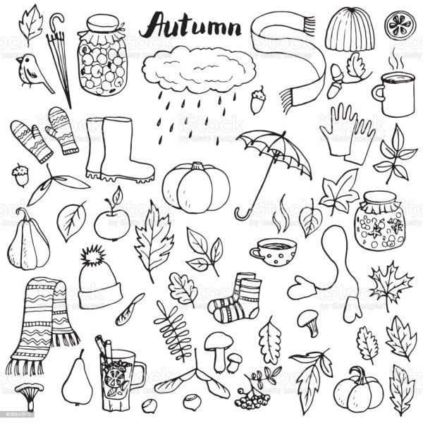 Осенние Стикеры для ежедневника черно белые