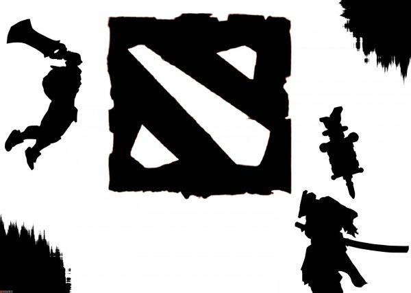 Значок доты 2 черно белый