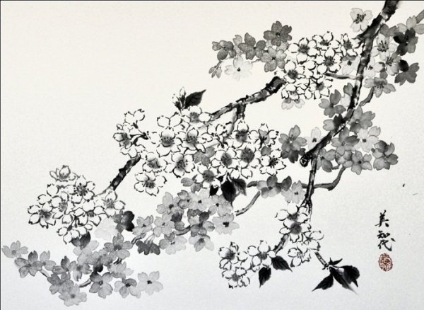 Принты в японском стиле чб