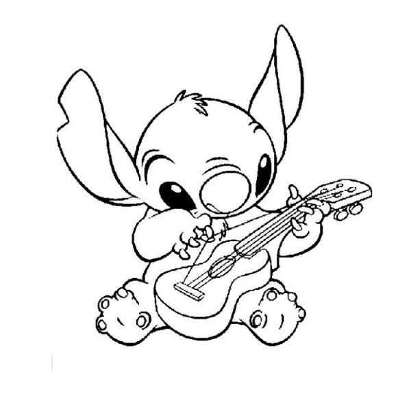 Раскраска черно белая Стич