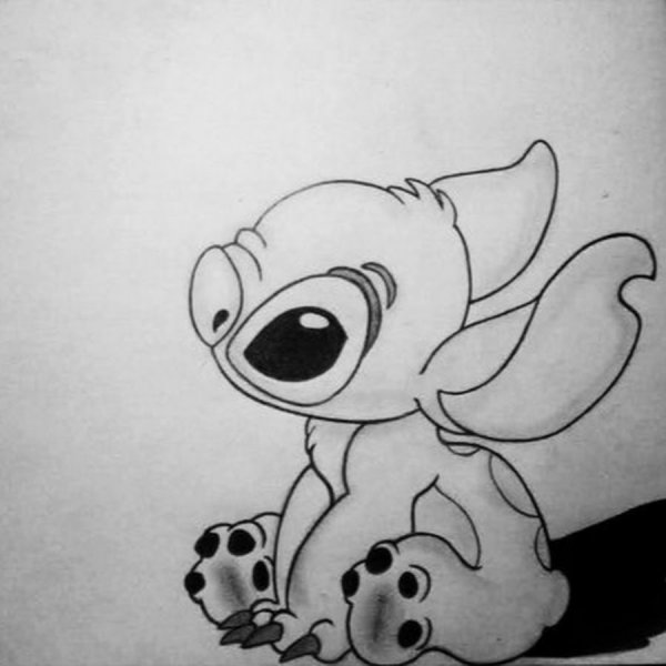 Стич арт черно белый