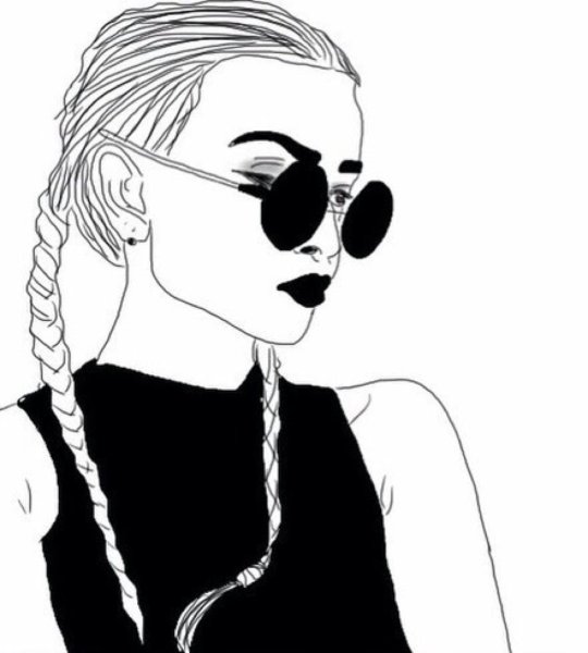 Девушка с очками вид сбоку рисунок