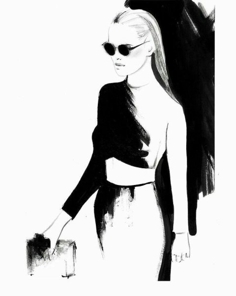 Фэшн иллюстрации черно белые