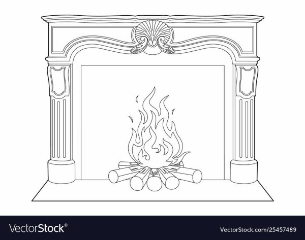 Раскраска камин с огнем