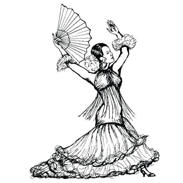 Испанский танец раскраска