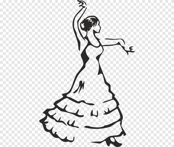 Фламенко контурный рисунок