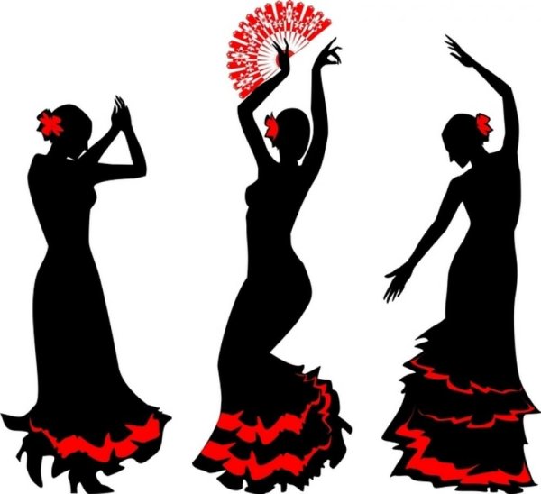 Силует испанской танцовщицы фламенко