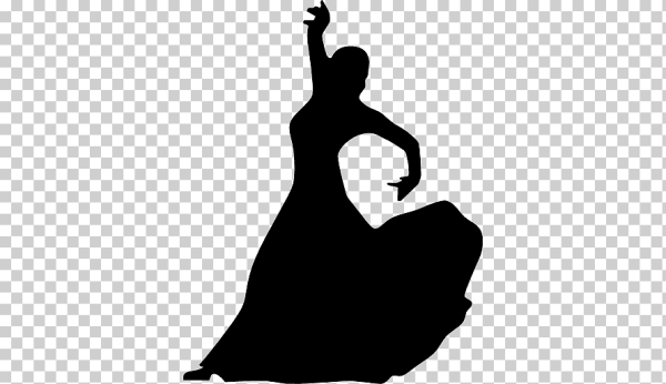 Силуэт танцующей девушки в платье