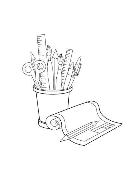 Зарисовки школьных принадлежностей