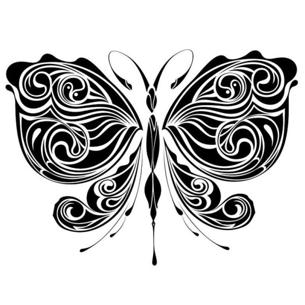 Бабочки черно белые трафареты