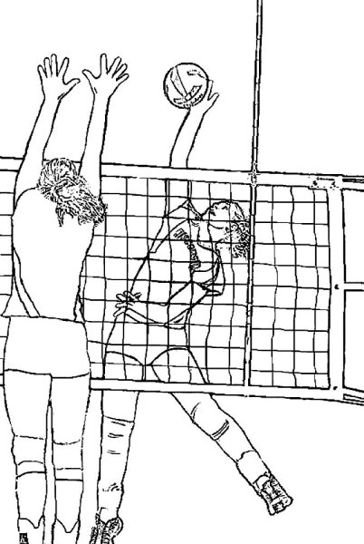 Игра в волейбол раскраска