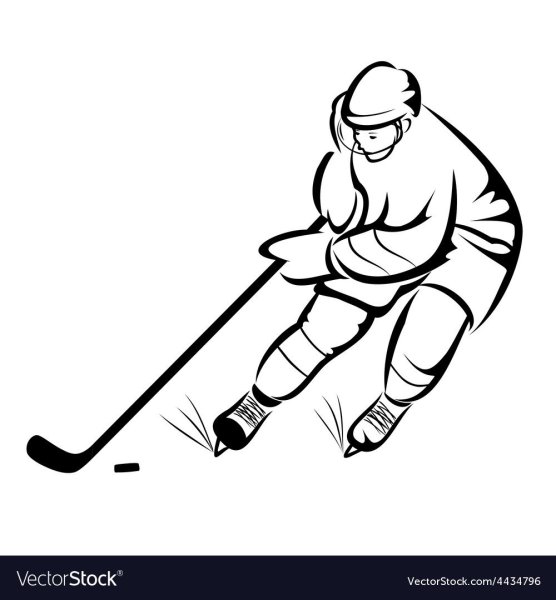 Трафарет хоккеист с клюшкой