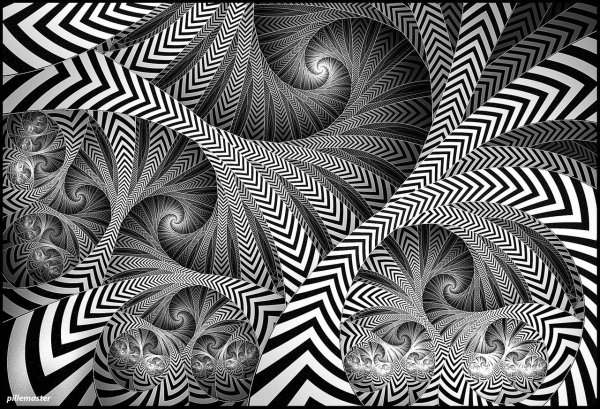 Стохастические Фракталы черно белые