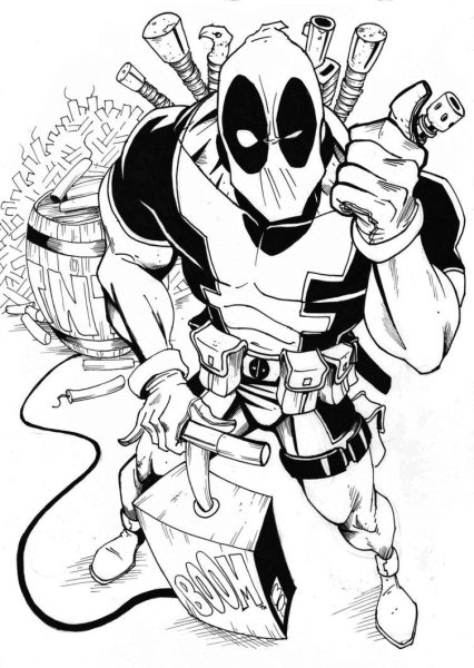 Дэдпул черно белый