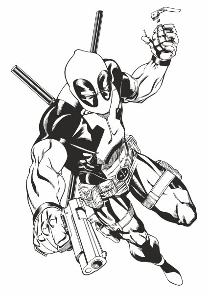 Раскраска Марвел Супергерои Дэдпул