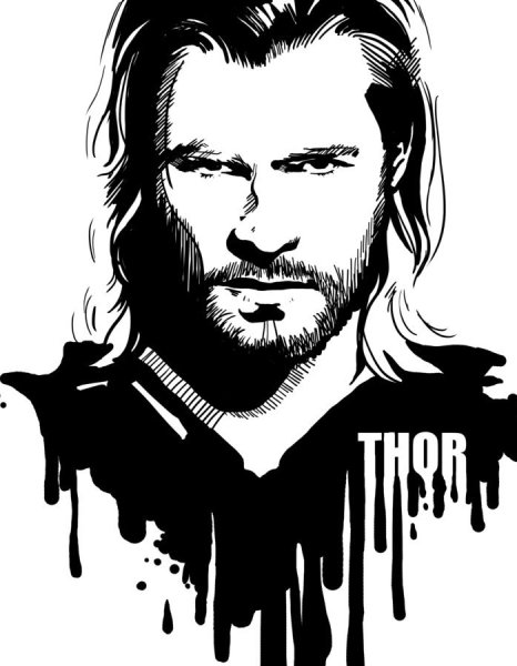 Крис Хемсворт тор рисунок