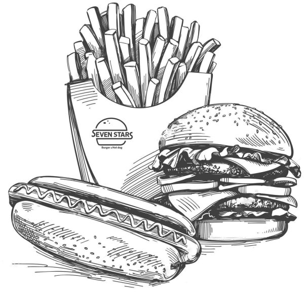 Фаст фуд скетч вектор
