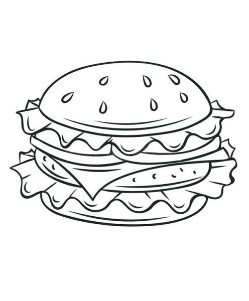 Бургер нарисованный черно белый