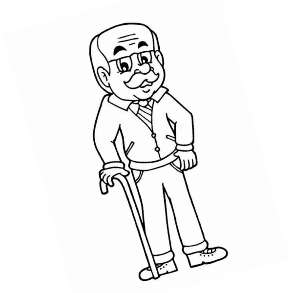 Дедушка с палочкой