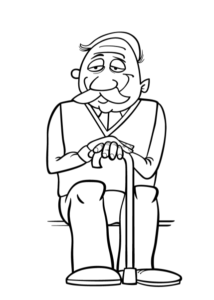 Раскраска Деда и бабы с внуком