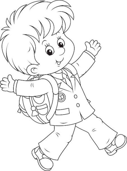 Раскраска ученик с портфелем