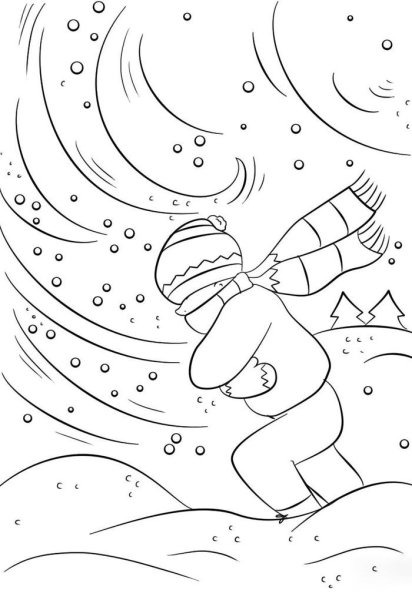 Зимний пейзаж в черно белой графике