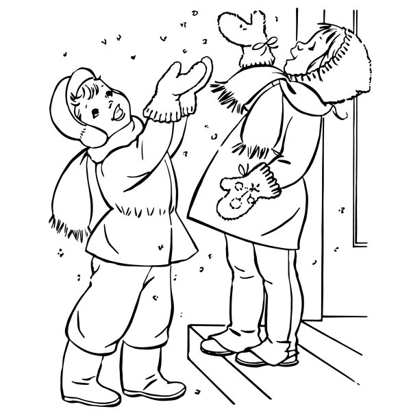 Зимний пейзаж раскраска для детей