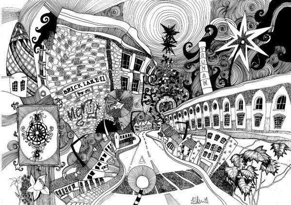 Стилизованный город Графика