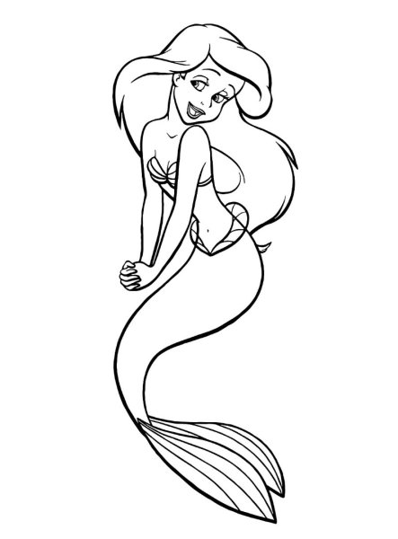 Русалочка Ариель Раскрасска