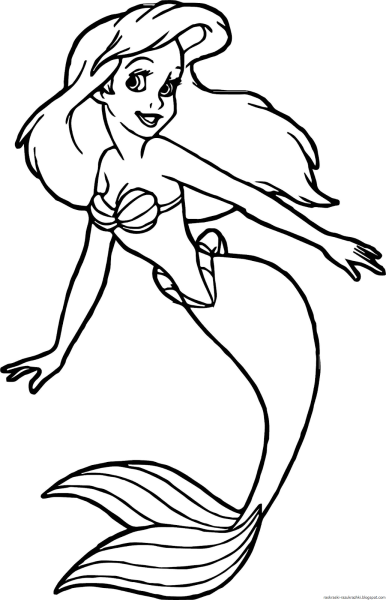 Русалка Ариэль раскраска