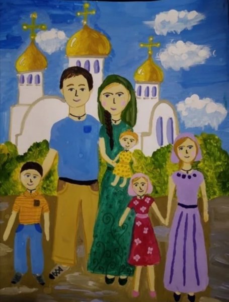 Детские рисунки на тему семья