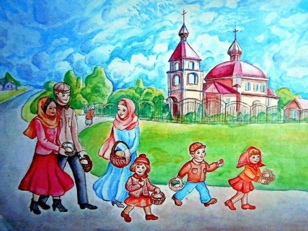 Дети идут в храм