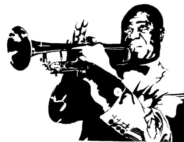 Нарисованный Луи Армстронг джазмен