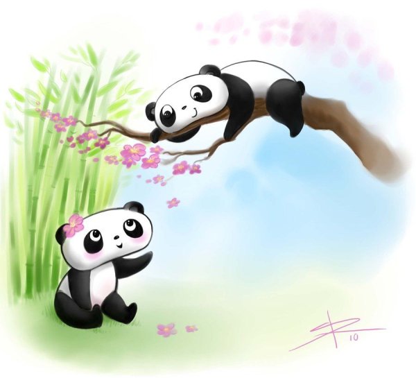 Две панды мультяшные