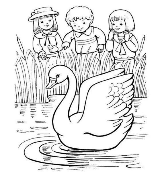 Ганс христиан Андерсен Гадкий утенок раскраска