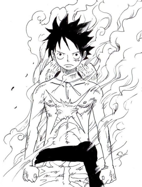 Луффи Ван Пис черно белый