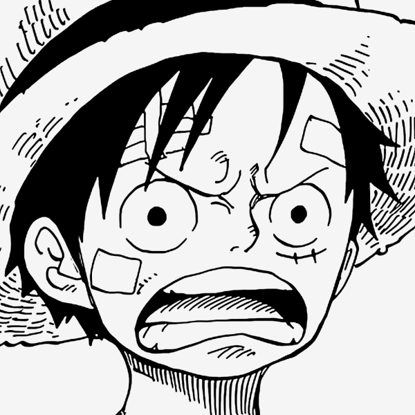 Ван Пис Луффи чёрно булое