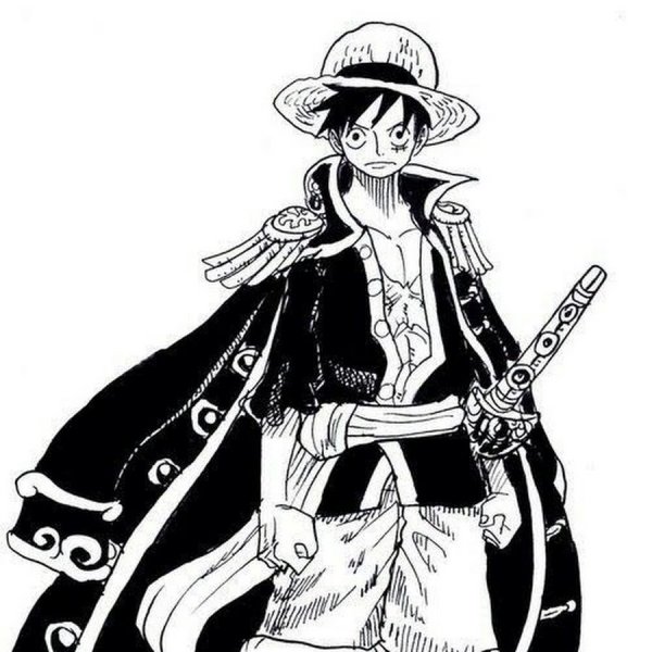 Луффи Ван Пис черно белый